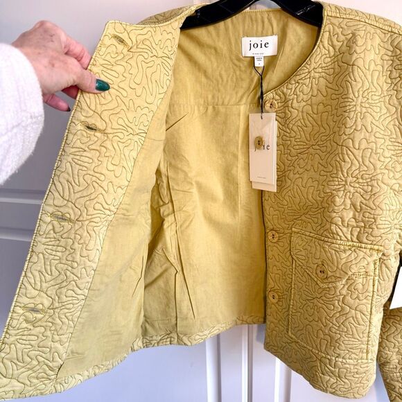 NWT Joie “Brooke” quilted cotton jacket In yellow olive oil. Size S - Picture 9 of 13
